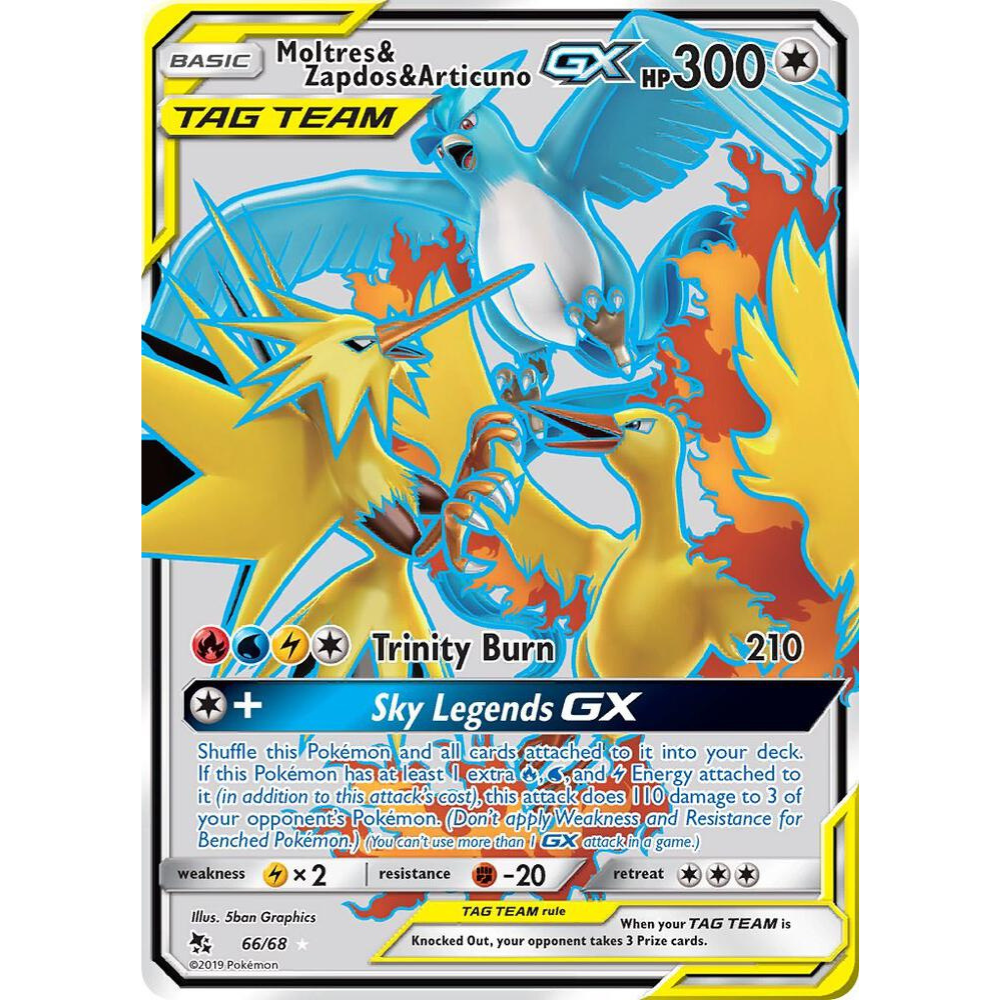 Moltres & Zapdos & Articuno GX 66/68 Full Art NM