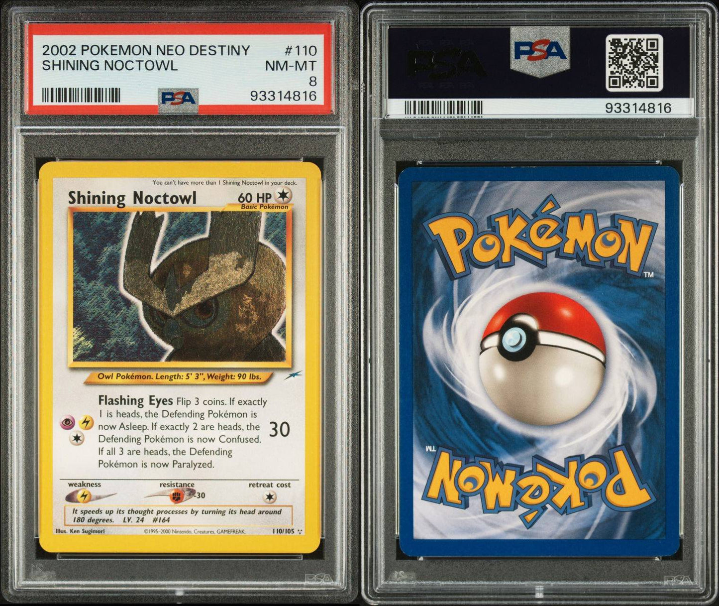 Shining Noctowl Holo 110/105 Neo Destiny PSA 8