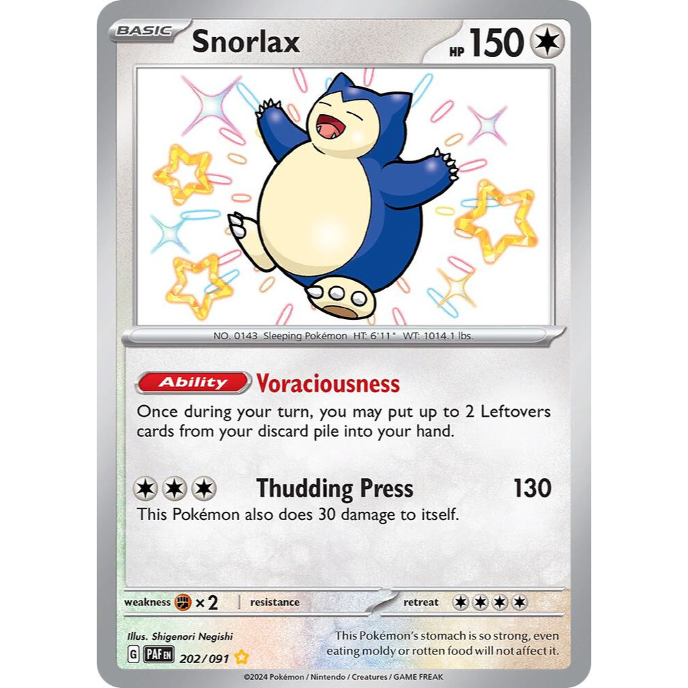 Snorlax 202/091 Shiny Rare NM