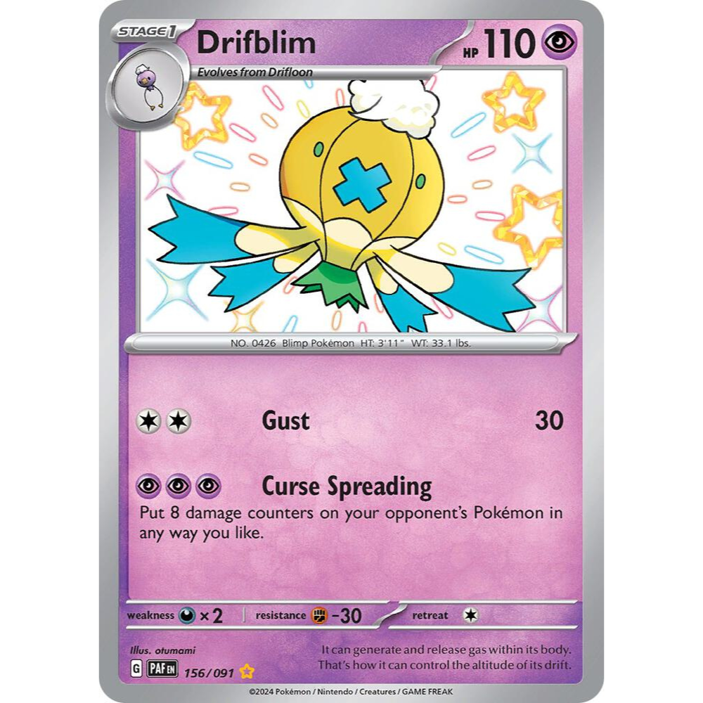 Drifblim 156/091 Shiny Rare NM