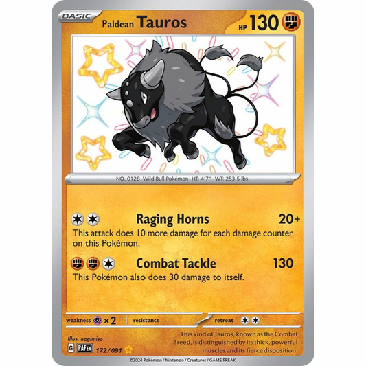 Paldean Tauros 172/091 Shiny Rare NM