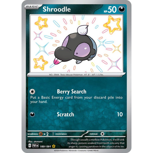 Shroodle 189/091 Shiny Rare Paldean Fates NM