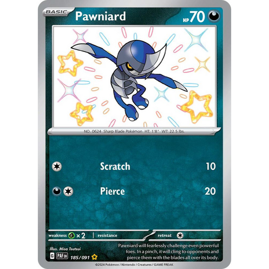 Pawniard 185/091 Shiny Rare Paldean Fates NM