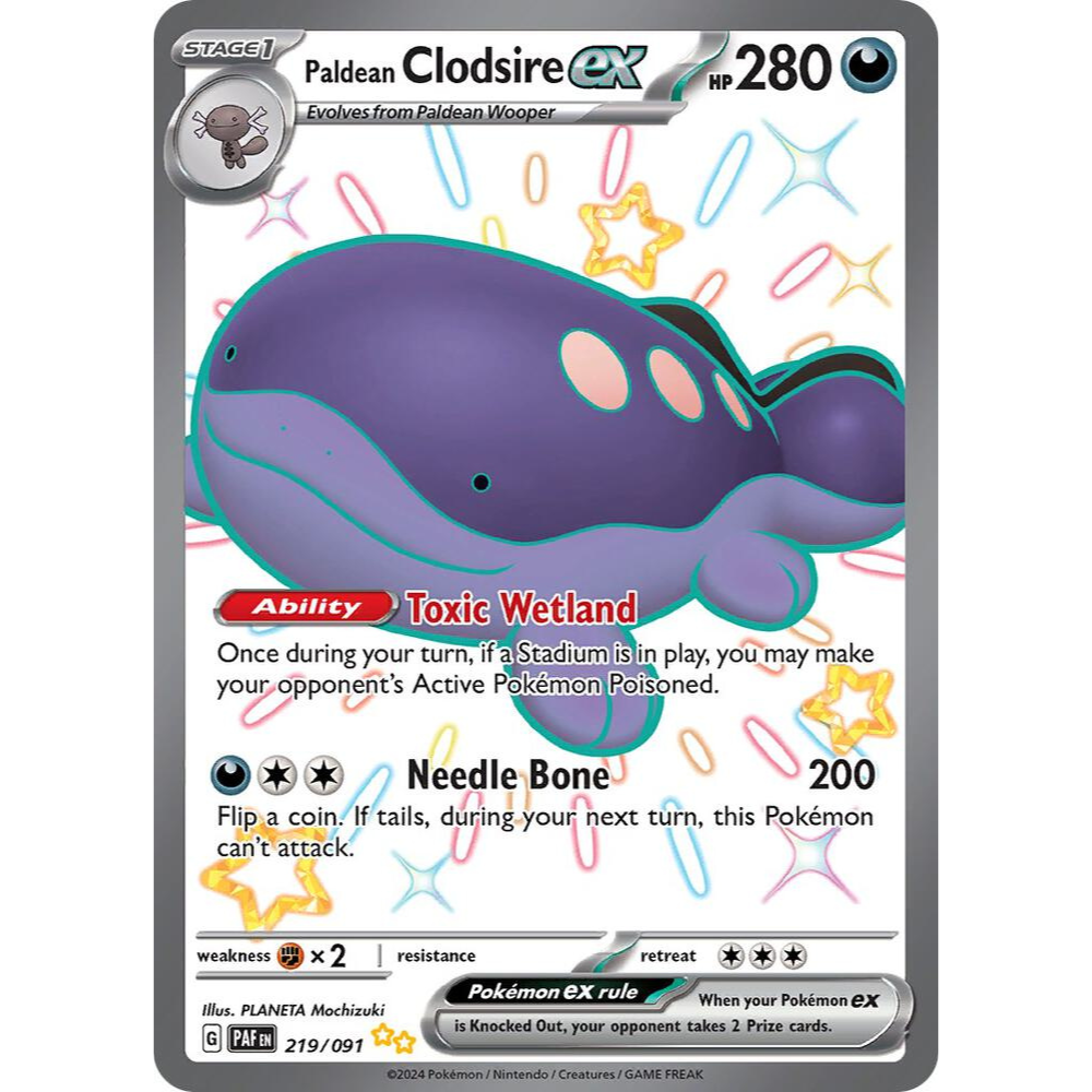 Paldean Clodsire ex 219/091 Shiny Rare NM