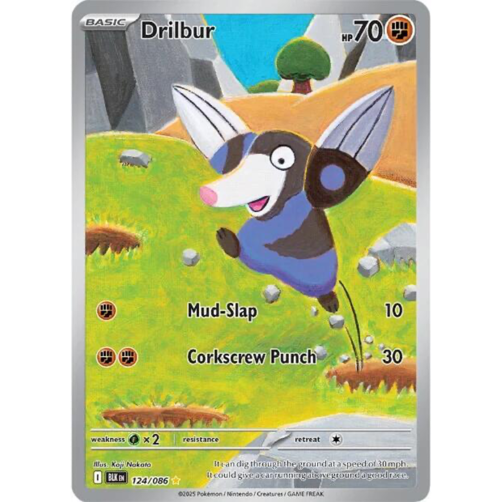 Drilbur 124/086 Black Bolt Illustration Rare NM