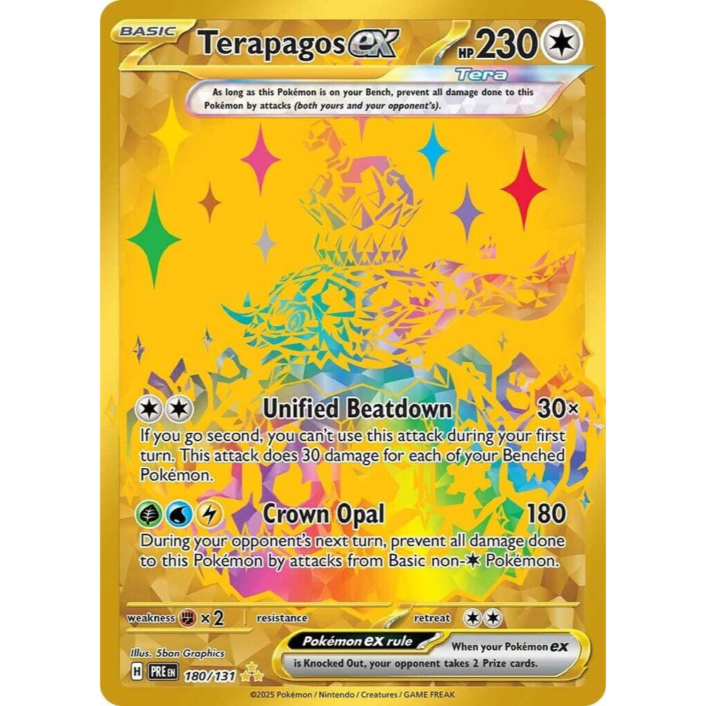 Terapagos ex 180/131 Prismatic Evolutions Gold Hyper Rare NM