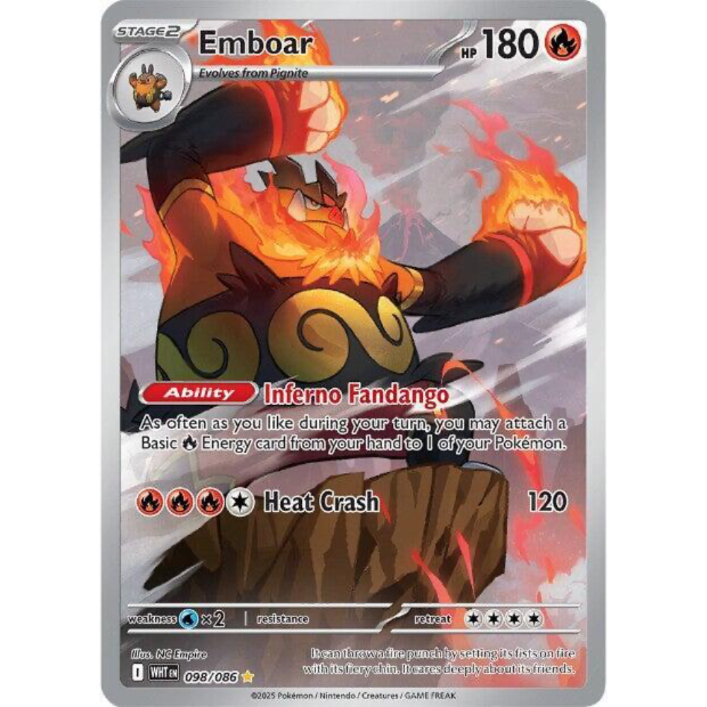Emboar 098/086 White Flare Illustration Rare NM