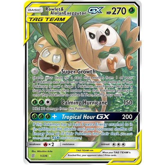 Rowlet & Alolan Exeggutor GX 1/236 Ultra Rare NM