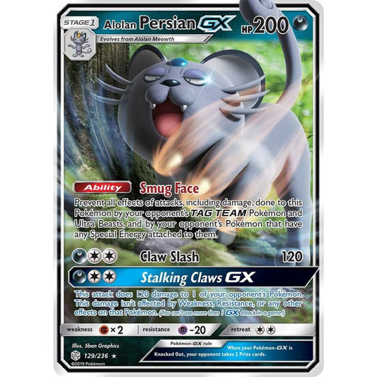Alolan Persian GX 129/236 Ultra Rare NM