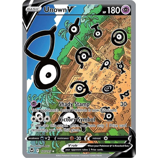 Unown V 177/195 Alternate Art Silver Tempest NM