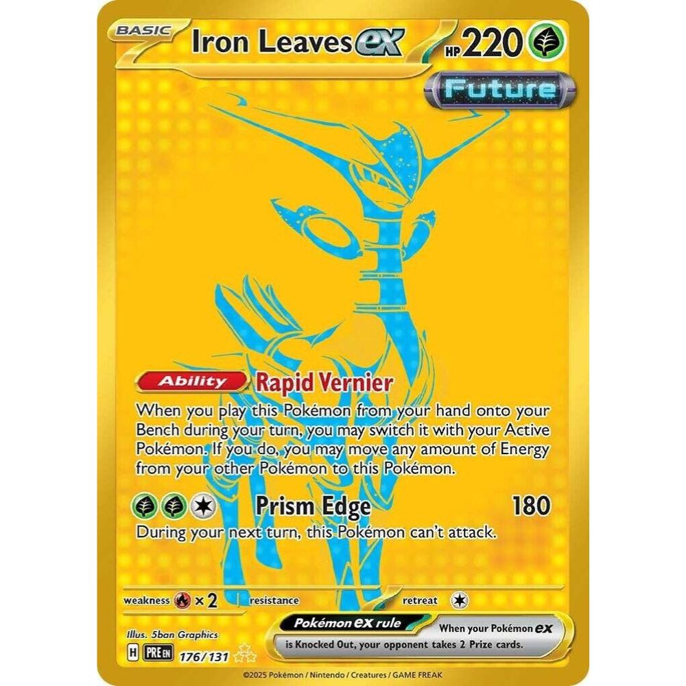 Iron Leaves ex 176/131 Gold Hyper Rare Prismatic Evolutions NM