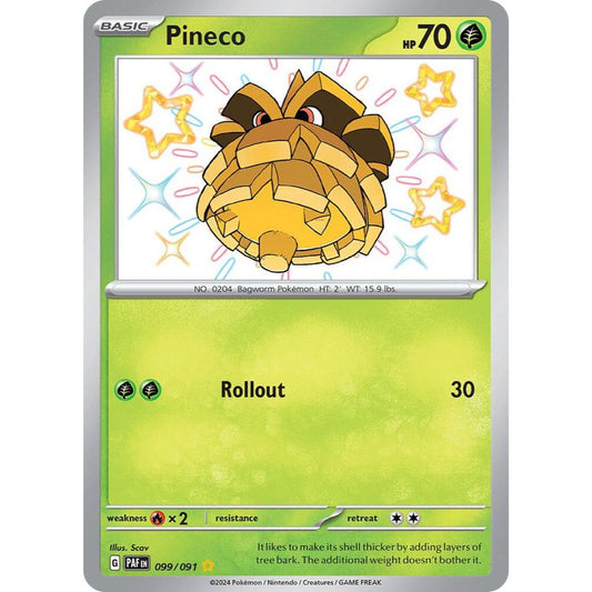 Pineco 099/091 Shiny Rare Paldean Fates NM