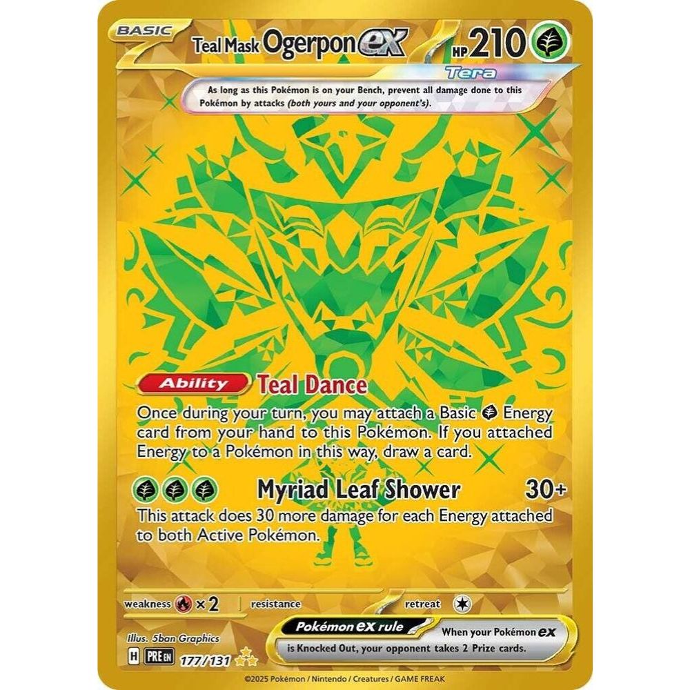 Teal Mask Ogerpon ex 177/131 Gold Hyper Rare Prismatic Evolutions NM