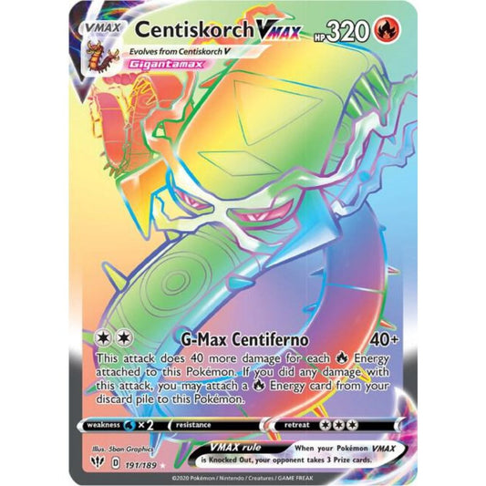 Centiskorch VMAX 191/189 Rainbow Rare Darkness Ablaze NM
