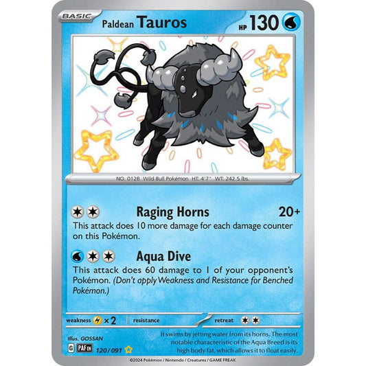 Paldean Tauros 120/091 Shiny Rare Paldean Fates NM