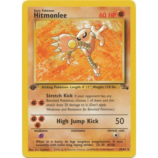 Hitmonlee 22/62 1st Edition Rare Fossil LP