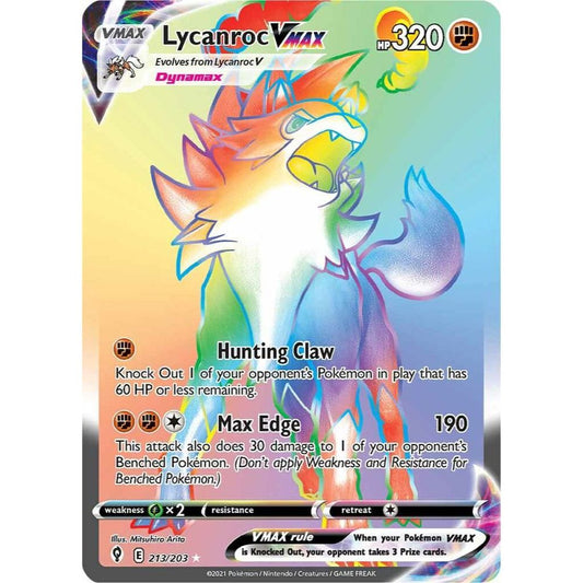 Lycanroc VMAX 213/203 Rainbow Rare Evolving Skies NM