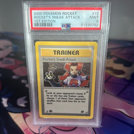 Rocket’s Sneak Attack Rare 72/82 1st Edition Rocket PSA 9